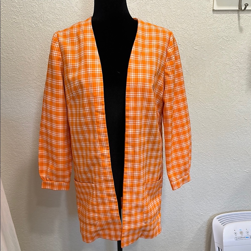 Vintage Orange Plaid Women's Blazer Size Small